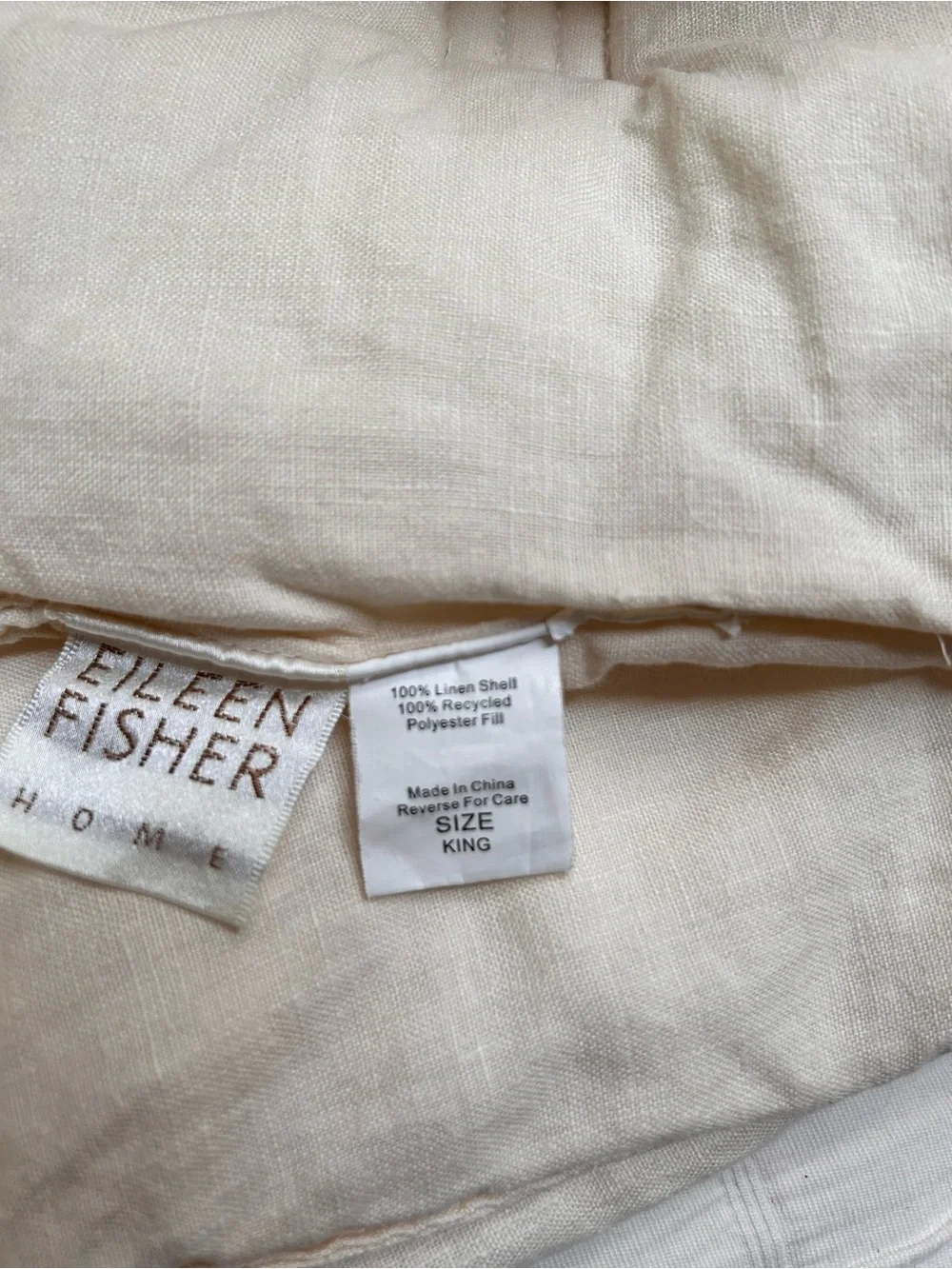 Eileen Fisher ~ King Size Cream-Ecru Linen Comforter*
